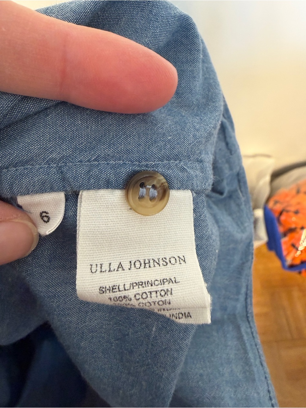 Ulla Johnson Blue Ruffle-Trim Button Front Blouse - Picture 3 of 3